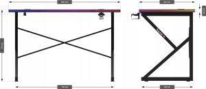 Biurko Huzaro Hero 1.7 RGB Black Czarne 120 cmx60 cm 12