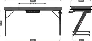 Biurko Huzaro Hero 4.8 Black Czarne 160 cmx60 cm 10
