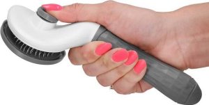 Springos Szczotka do sierści psa i kota samoczyszcząca ze stali nierdzewnej biało-szara UNIWERSALNY 11