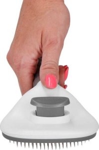 Springos Szczotka do sierści psa i kota samoczyszcząca ze stali nierdzewnej biało-szara UNIWERSALNY 12