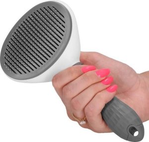 Springos Szczotka do sierści psa i kota samoczyszcząca ze stali nierdzewnej biało-szara UNIWERSALNY 13