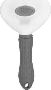 Springos Szczotka do sierści psa i kota samoczyszcząca ze stali nierdzewnej biało-szara UNIWERSALNY 2