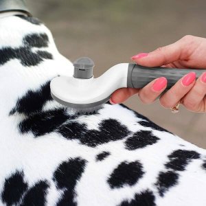 Springos Szczotka do sierści psa i kota samoczyszcząca ze stali nierdzewnej biało-szara UNIWERSALNY 5