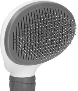 Springos Szczotka do sierści psa i kota samoczyszcząca ze stali nierdzewnej biało-szara UNIWERSALNY 9