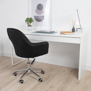 Krzesło biurowe Szchara Fotel biurowy krzesło obrotowe czarne regulowane nowoczesne welurowe 8