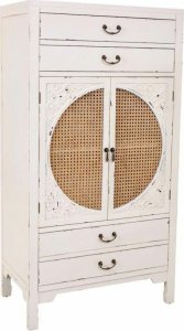 Bigbuy Home Szafa Alexandra House Living Biały Rattan Drewno świerkowe Drewno MDF 40 x 135 x 70 cm 1