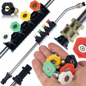 Rosfix Rosfix Szczotka do mycia kostki T-racer do myjek Karcher + Lanca do myjki ciśnieniowej 1/4" zagięta 15z kompletem 5 dysz oraz uchwytem + Pianownica 1000ml 13