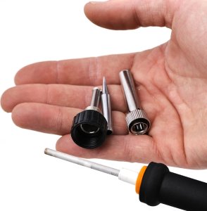 Rosfix ZESTAW LUTOWNICA REGULACJA 60W GROTY PODSTAWKA + TOPNIK TŁOK ODSYSACZ ETUI 5