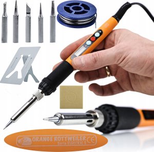 Rosfix BIG ZESTAW LUTOWNICA PRECYZYJNA Z REGULACJĄ 60W GROTY PODSTAWKA CYNA ROSFIX 7