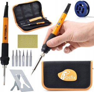 Rosfix ZESTAW LUTOWNICA PRECYZYJNA REGULACJA 60W GROTY PODSTAWKA CYNA CZYŚCIK ETUI 9