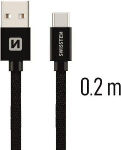 Kabel USB Swissten USB-A - USB-C 0.2 m Czarny (71521101) 14