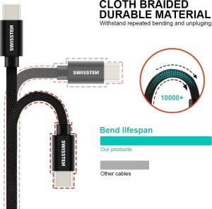 Kabel USB Swissten USB-A - USB-C 0.2 m Czarny (71521101) 16