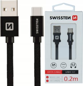 Kabel USB Swissten USB-A - USB-C 0.2 m Czarny (71521101) 22