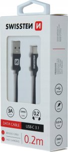 Kabel USB Swissten USB-A - USB-C 0.2 m Czarny (71521101) 3