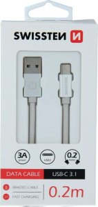 Kabel USB Swissten USB-A - USB-C 0.2 m Czarny (71521101) 8