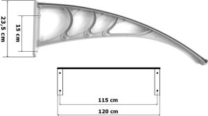 vidaXL Daszek zadaszenie SAGO czarny nad drzwi 80x120 cm 4
