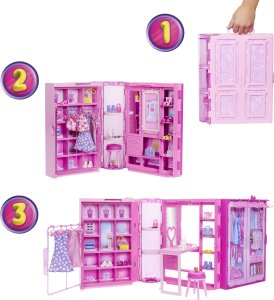Mattel Barbie Szafa Marzeń z ubraniami Garderoba 3.0 + lalka Barbie + akcesoria (HXD58) 6