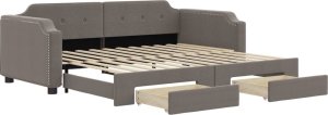 vidaXL Sofa rozsuwana z szufladami, taupe, 100x200 cm, tkanina 2