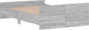 vidaXL Rama łóżka z wezgłowiem i zanóżkiem, szary dąb, 120x190 cm 6