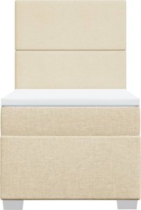 vidaXL Łóżko kontynentalne z materacem, kremowe, tkanina, 90x200 cm 6