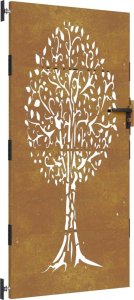 vidaXL Furtka ogrodowa, 85x175 cm, stal kortenowska, motyw drzewa 2