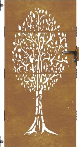 vidaXL Furtka ogrodowa, 85x175 cm, stal kortenowska, motyw drzewa 4