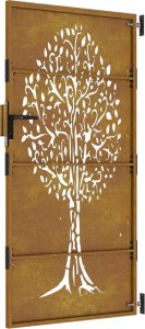 vidaXL Furtka ogrodowa, 85x175 cm, stal kortenowska, motyw drzewa 6