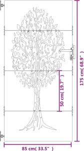 vidaXL Furtka ogrodowa, 85x175 cm, stal kortenowska, motyw drzewa 10