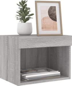 vidaXL Szafki nocne z LED, ścienne, 2 szt., kolor szary dąb sonoma 6