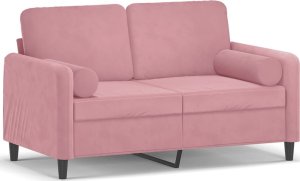 vidaXL 2-osobowa sofa z poduszkami, różowa, 120 cm, aksamit 2