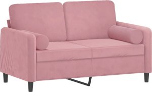 vidaXL 2-osobowa sofa z poduszkami, różowa, 120 cm, aksamit 3