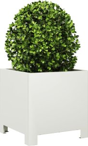 vidaXL Donica ogrodowa, biała, 30x30x30 cm, stalowa 3