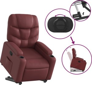 vidaXL Podnoszony fotel rozkładany, winna czerwień, sztuczna skóra 6