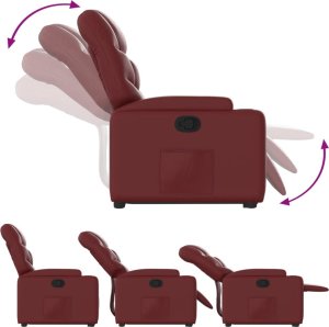 vidaXL Podnoszony fotel rozkładany, winna czerwień, sztuczna skóra 7