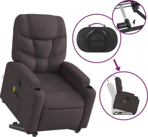 vidaXL Podnoszony fotel masujący, rozkładany, ciemnobrązowy, tkanina 6