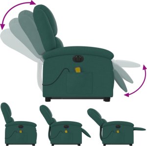 vidaXL Podnoszony fotel masujący, elektryczny, rozkładany, zielony 7