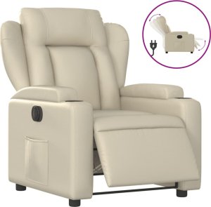 vidaXL Elektryczny fotel rozkładany, kremowy, obity sztuczną skórą 2