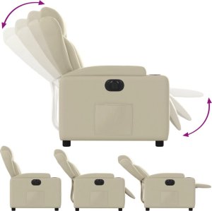 vidaXL Elektryczny fotel rozkładany, kremowy, obity sztuczną skórą 6