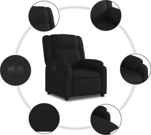 vidaXL Elektryczny fotel rozkładany, czarny, obity tkaniną 8