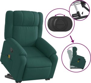 vidaXL Podnoszony fotel masujący, rozkładany, ciemnozielony, tkanina 6
