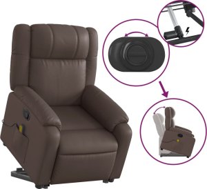 vidaXL Podnoszony fotel masujący, rozkładany, brązowy, ekoskóra 6