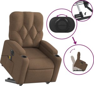 vidaXL Podnoszony fotel masujący, elektryczny, rozkładany, brązowy 11