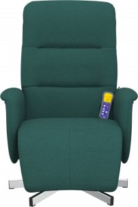vidaXL Rozkładany fotel masujący z podnóżkiem, ciemnozielony, tkanina 3