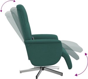 vidaXL Rozkładany fotel masujący z podnóżkiem, ciemnozielony, tkanina 6