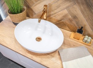 Umywalka VGR1621T / LAVEO / AMBER / UMYWALKA NABLATOWA GRANITOWA OWALNA 41CM BIAŁA / 5