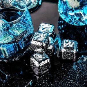 Metalowe KOSTKI LODU do Drinków Whisky - 4 sztuki 7