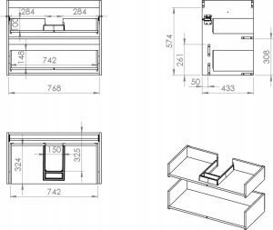 RE010804047160 / ELITA / SOHO / SZAFKA 80 2S BLACK MATT PDW / 168743 / 4