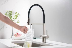 Bateria kuchenna Blue Water Blue Water Tusar Stal Trójdrożna bateria kuchenna z elastyczną wyjmowaną wylewką 5