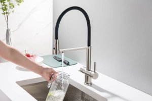 Bateria kuchenna Blue Water Blue Water Tusar Stal Trójdrożna bateria kuchenna z elastyczną wyjmowaną wylewką 6