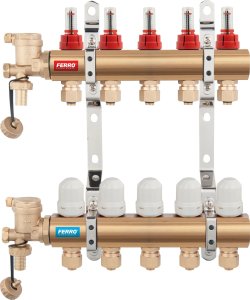 N-RZP05S / FERRO / ROZDZIELACZ / 5-DROGOWY Z ZAWORAMI TERMOSTATYCZNYMI I PRZEPŁYWOMIERZAMI, STANDARD / 1